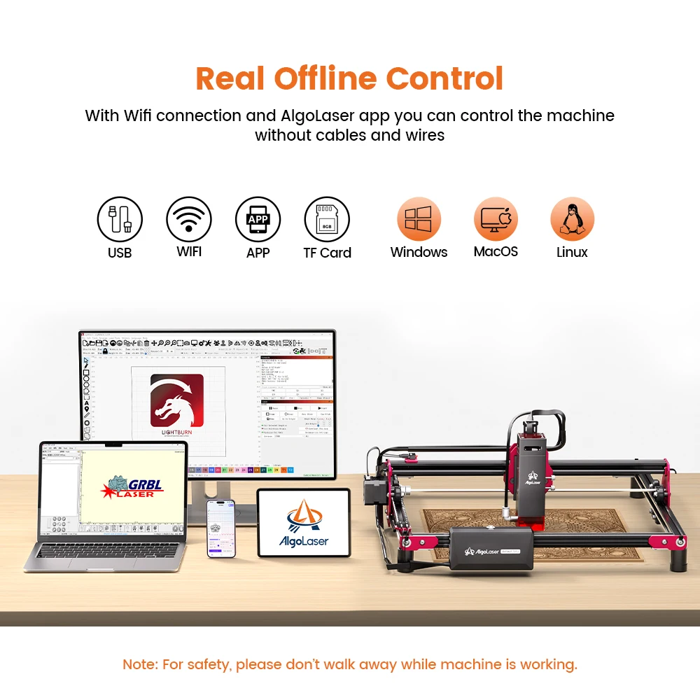 For Wood Algolaser DlY KIT Mini 5W 10W Laser Engraver Support WIFI 12000mm/min Speed Laser Engraving Machine 300x315mm Work Area