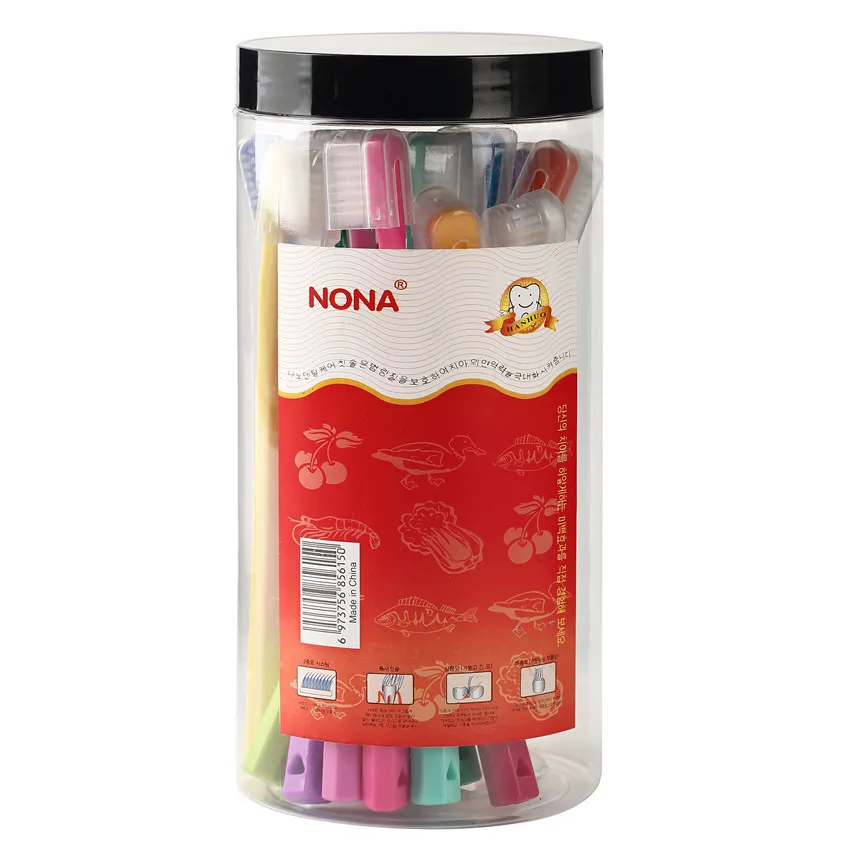 NONA,Deep Clean Elastic Double Fine Toothbrush, soft bristles, 16 brushes, 1 toothbrush