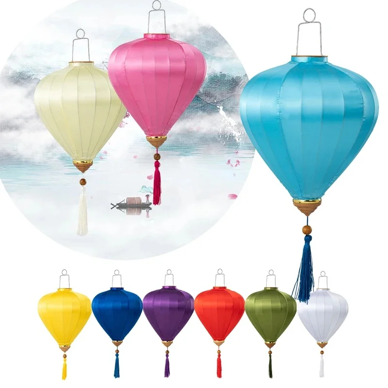 InjLantern en satin de style financièrement prairie, palais du Vietnam, festival de la mi-automne, nouvel an chinois, décor de confrontation, 12/14 po