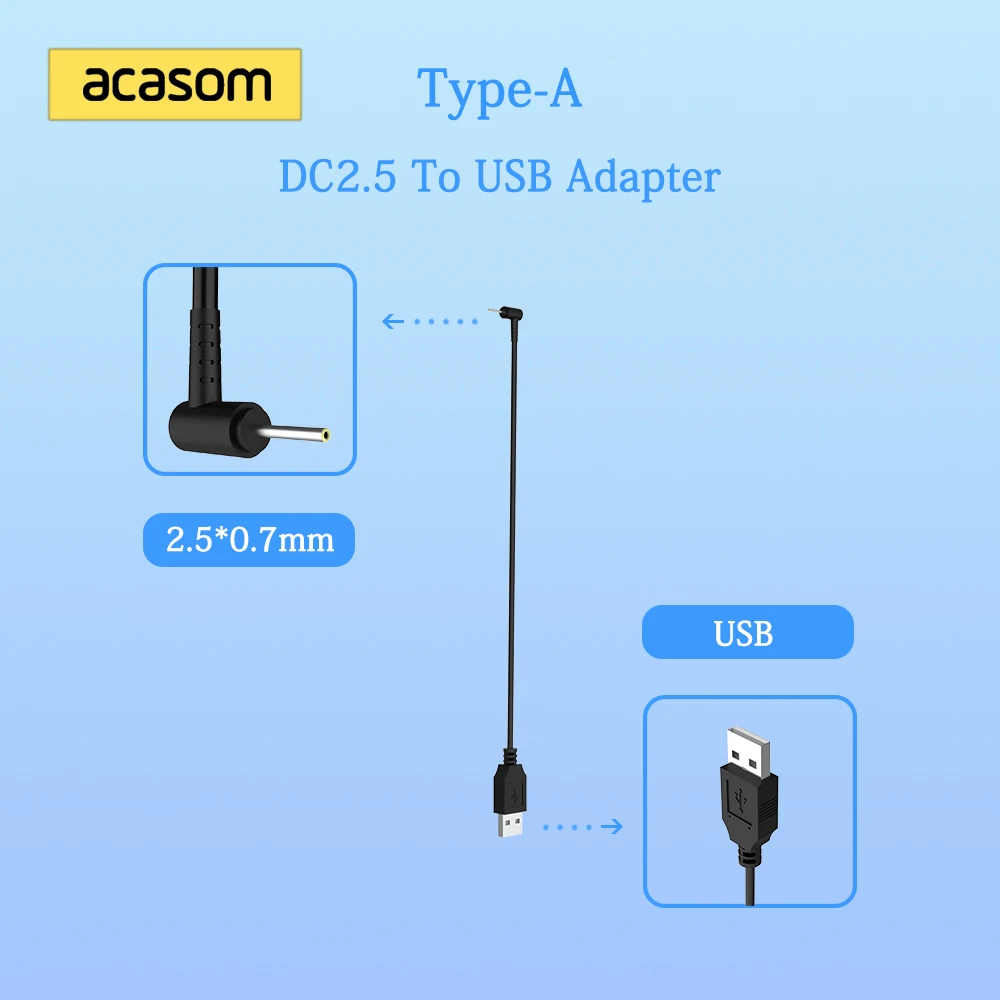 

Адаптер питания USB (штекер)/USB разъем (штекер), 12 В, 2,5x0,5 мм, JST