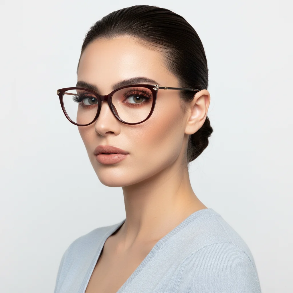 Modische Damenbrille mit blauem Licht, TR-Rahmen und Metallbügeln, leicht mit Federscharnieren, vielseitig für jeden Anlass