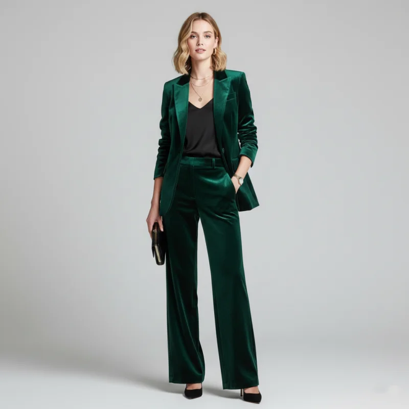 

Velvet Ladies Pantsuit Custom Made Women Pantsuit Green Jacket Womenzara woman 2025 new collection ropa mujer traf