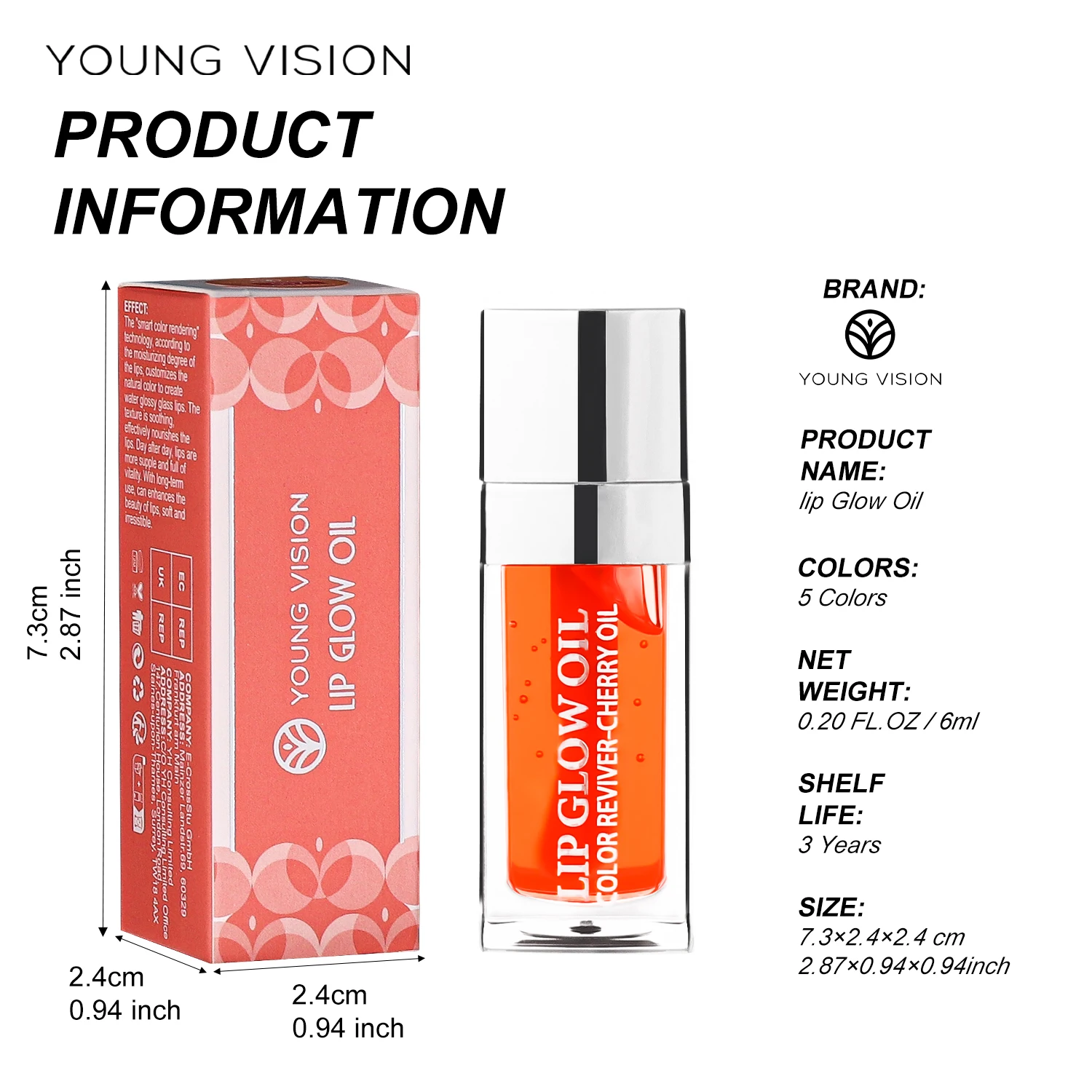 YOUNG VISION Lip Moisturizing Oil 5 Colors Available Dudu Lip Color Water Mist Lip Gel Moisturizing and Moisturizing Lip Color