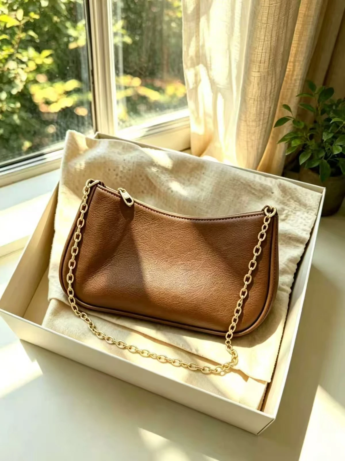 

Модная коричневая женская сумка через плечо из холщовой ткани, винтажная сумка с цепочкой, сумка через плечо для поездок на работу, сумка высокого качества (размер: 21-12 см) K5L