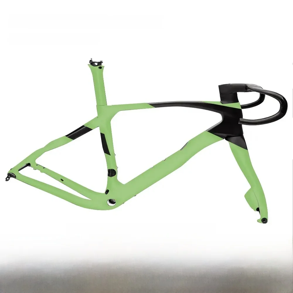 AliExpress T1000 Carbon Road Gravel Frame Bicycle Grevil F Frameset Green Matte Bb68 Bike with Handlebar 700*45C