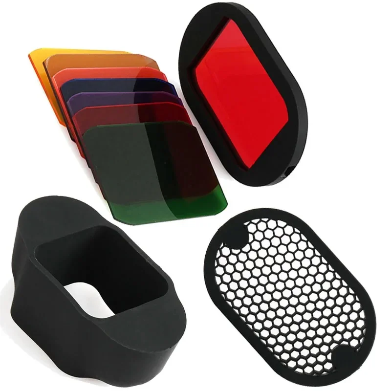 Magnetyczny silikonowy zestaw filtrów do lamp błyskowych z siatką o strukturze plastra miodu, opaska żelowa, 9 sztuk filtrów, akcesoria do lamp błyskowych typu MagMod dla Canon, Nikon, Godox — zdjęcie produktu 6