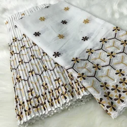 African Lace Fabric 2026 High Quality Swiss Cotton Voile Lace Embroidered Hole Lace 5+4.5 Yard Material For Party Dress Sew 4698