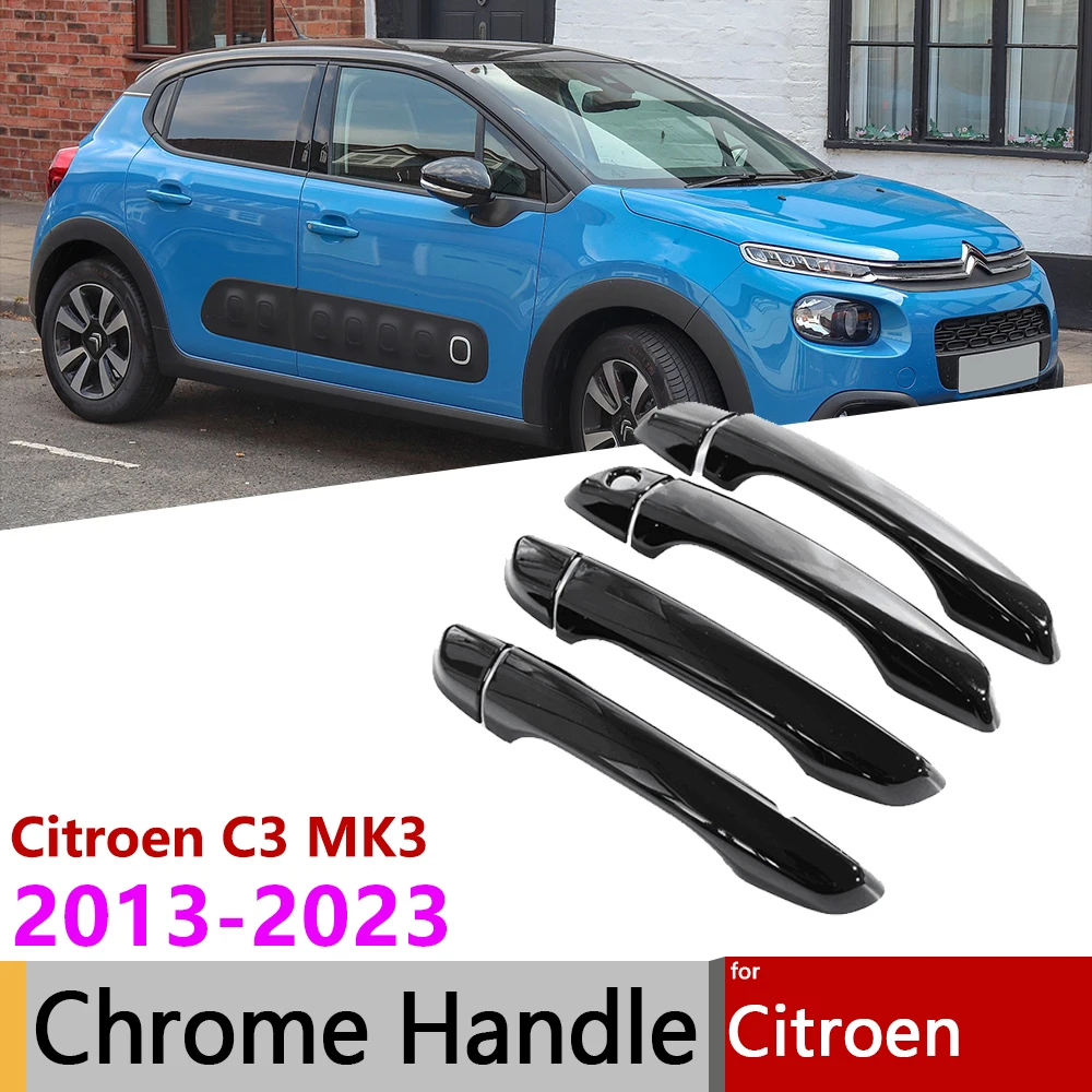 

Для Citroen C3 Cross MK3 2017 ~ 2023 2020 2022 глянцевый черный карбоновый чехол на дверную ручку автомобильный внешний Стайлинг автомобильные аксессуары наклейки