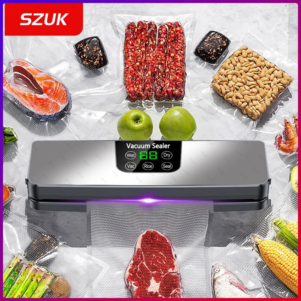 

Food Vacuum Sealer Machine with UV Kitchen Vacuum Packaging Machine built-in Cutter Food Storage Sealing Machine 10 Sealing Bags