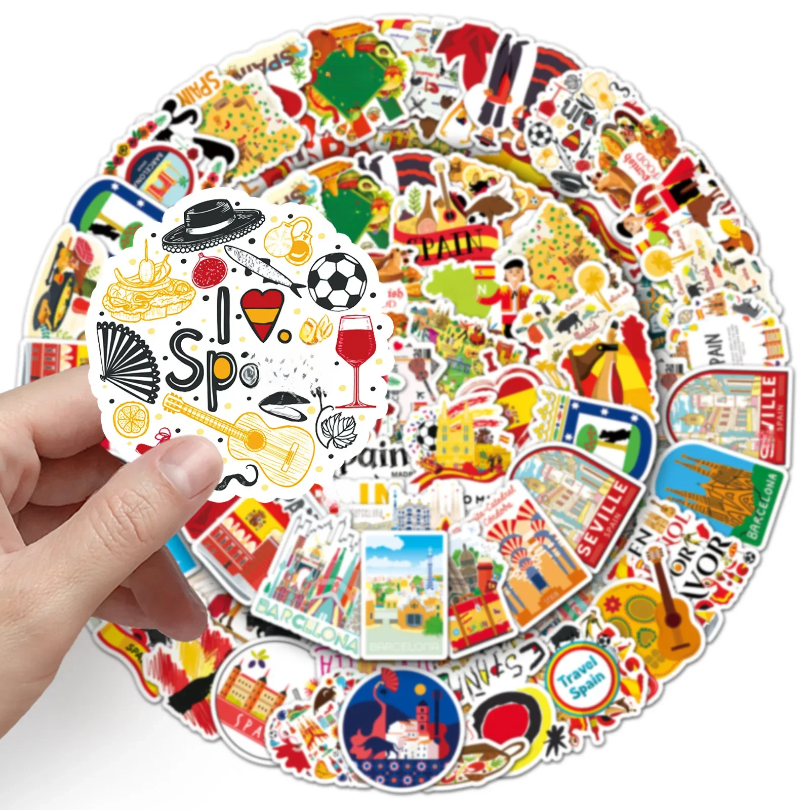 AliExpress GOGOTU 10/30/50PCS Spain Scenic Spot Stickers Travel Cartoon Graffiti Sticker Luggage Laptop Phone Guitar Car Bike Skateboard Decals