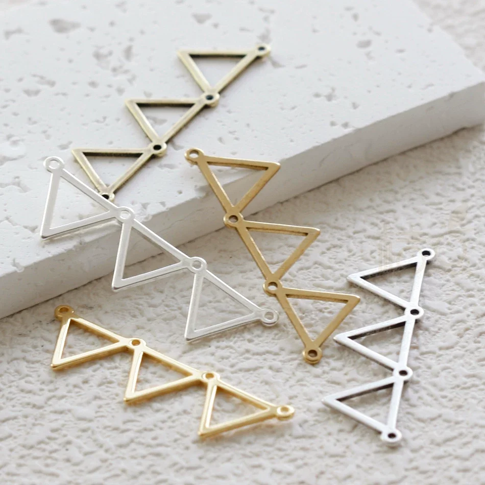 DIY Supply-Premium Plated Laser Cut Solid Brass Link - Triangle 38.4x10.9mm (4905C-1)