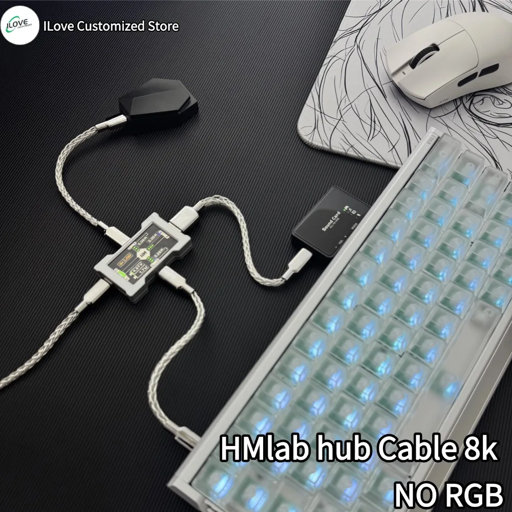 HMLAB HUB ケーブル RGBなし Proハブ/ライトハブ/リトルハブ用ケーブル 8k単結晶銅製キーボードケーブル USB-A 1.3M C-C/USB-A15CM