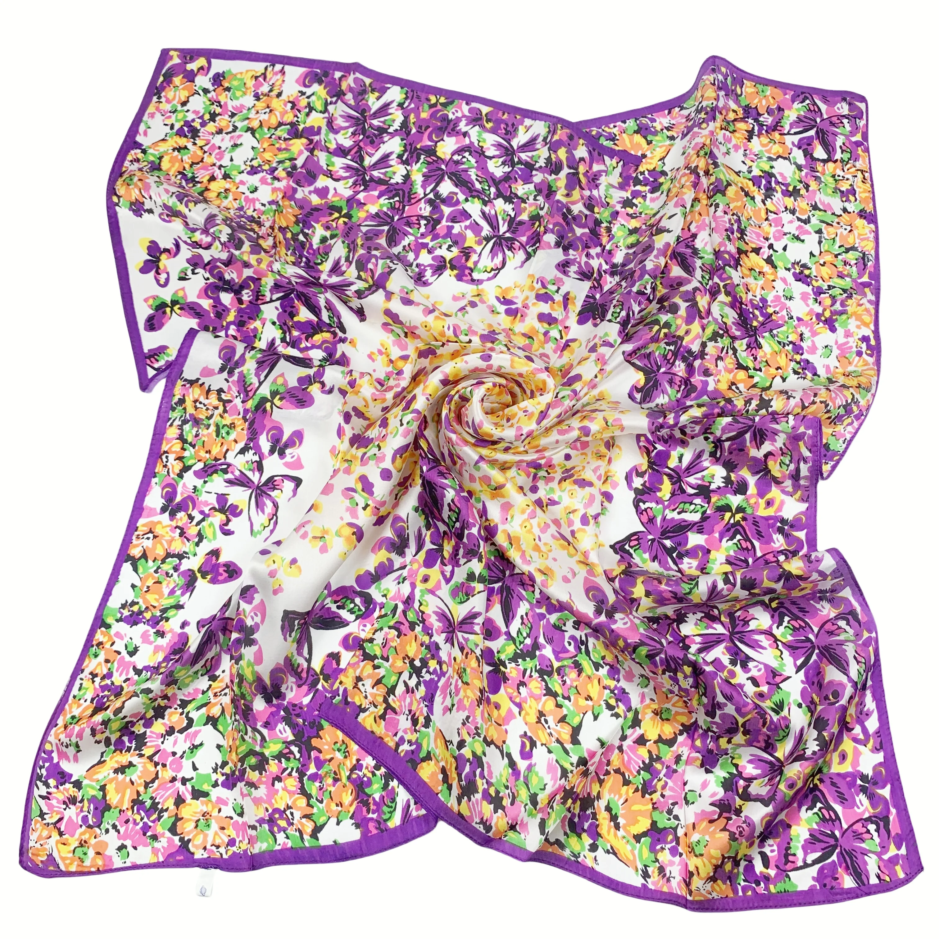 wholesale  90cm*90cm 100% pure silk scarves scarf mulberry silk  design scarf  Luxury Brand flower bud printing