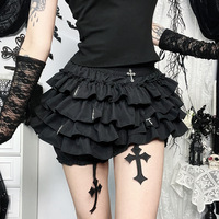 Women Harajuku Kawaii Y2K E-girl Skirts Cross Pendant Culottes Aesthetic Fairycore Short Dress Vintage Gothic Punk Cake Shorts