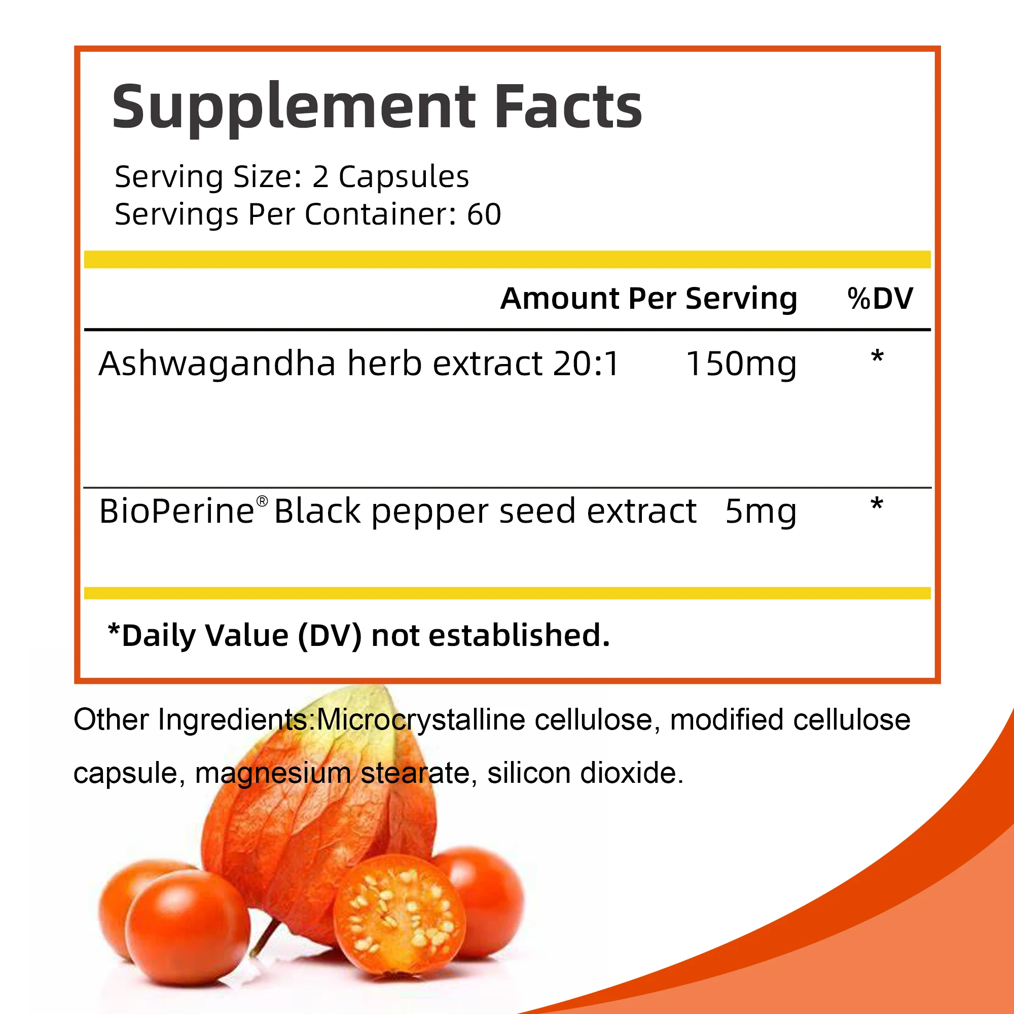 Ashwagandha Supplement - Improving Sleep, Boost Focus & Brain Health, Stress & Mood Relief - 120 Capsules