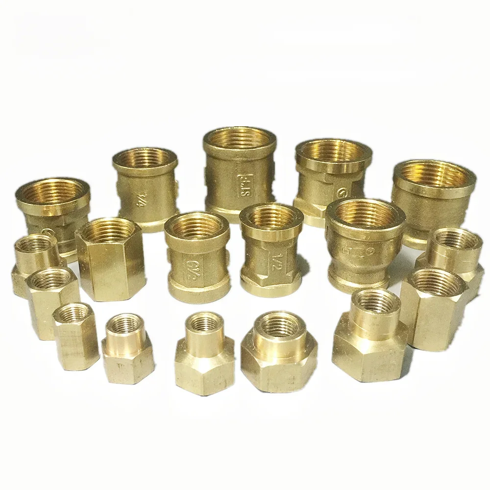 Raccord de tuyau en laiton et cuivre, raccord hexagonal, raccord de couplage, connecteur rapide, filetage femelle, 1/8 ", 1/4", 3/8 ", 1/2", 3/4 ", BSP pour eau, carburant, gaz