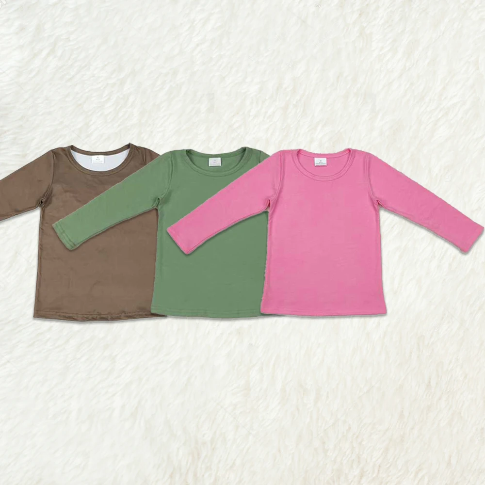 3.13 Children Sibling Clothes Solid Color Long Sleeve Shirts Cotton Kids Boys And Girls Top