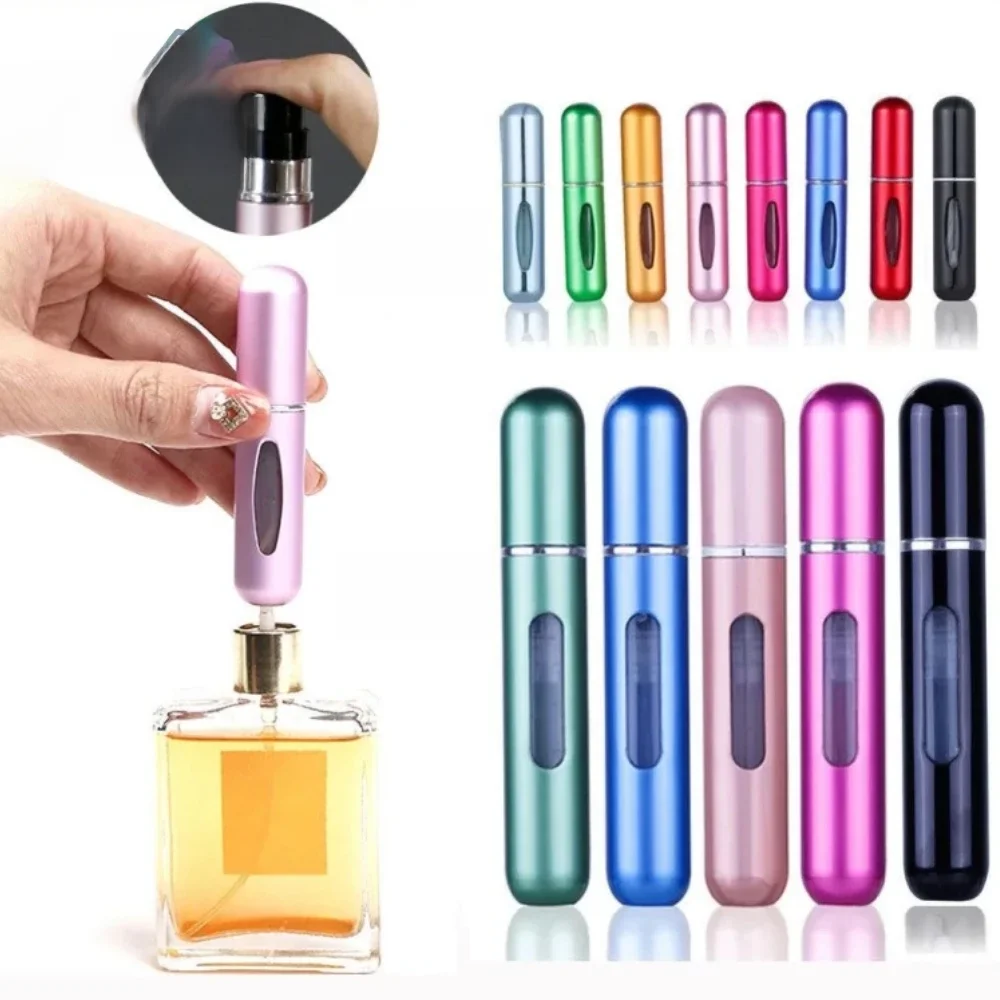 Atomiseur de parfum Portable, récipient liquide pour cosmétiques de voyage, Mini vaporisateur d'alcool en aluminium, bouteille vide rechargeable, 8ml/5ml