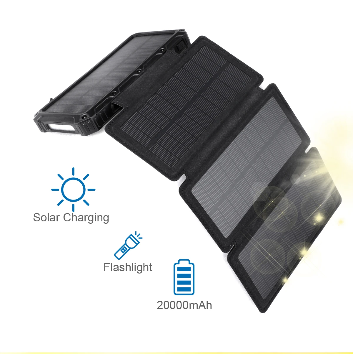 BGPWST Solar Power Bank + Wireless Charger 2 in 1, 20000mAh PD Quick Charge QI Solar with Flashlight,Waterproof , Portable