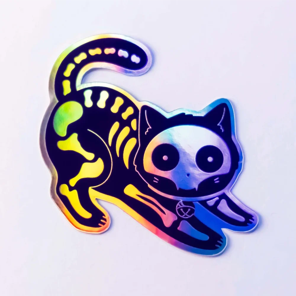 

Car Stickers and Decals Black and Rainbow Color Cat Funny Stickers Vinyl PVC Waterproof Decor for Auto Cup Laptop
