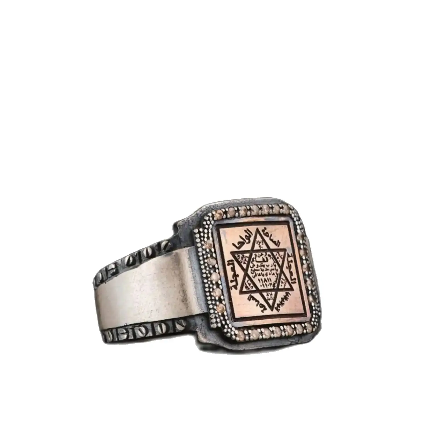 Square Solomon's Seal Silver Men's Ring Star of David Emblem Ring Handmade Customizable Jewelry