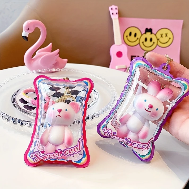 Inflatable punk bear PVC creative animal key ring bag pendant, the perfect gift for your best friend