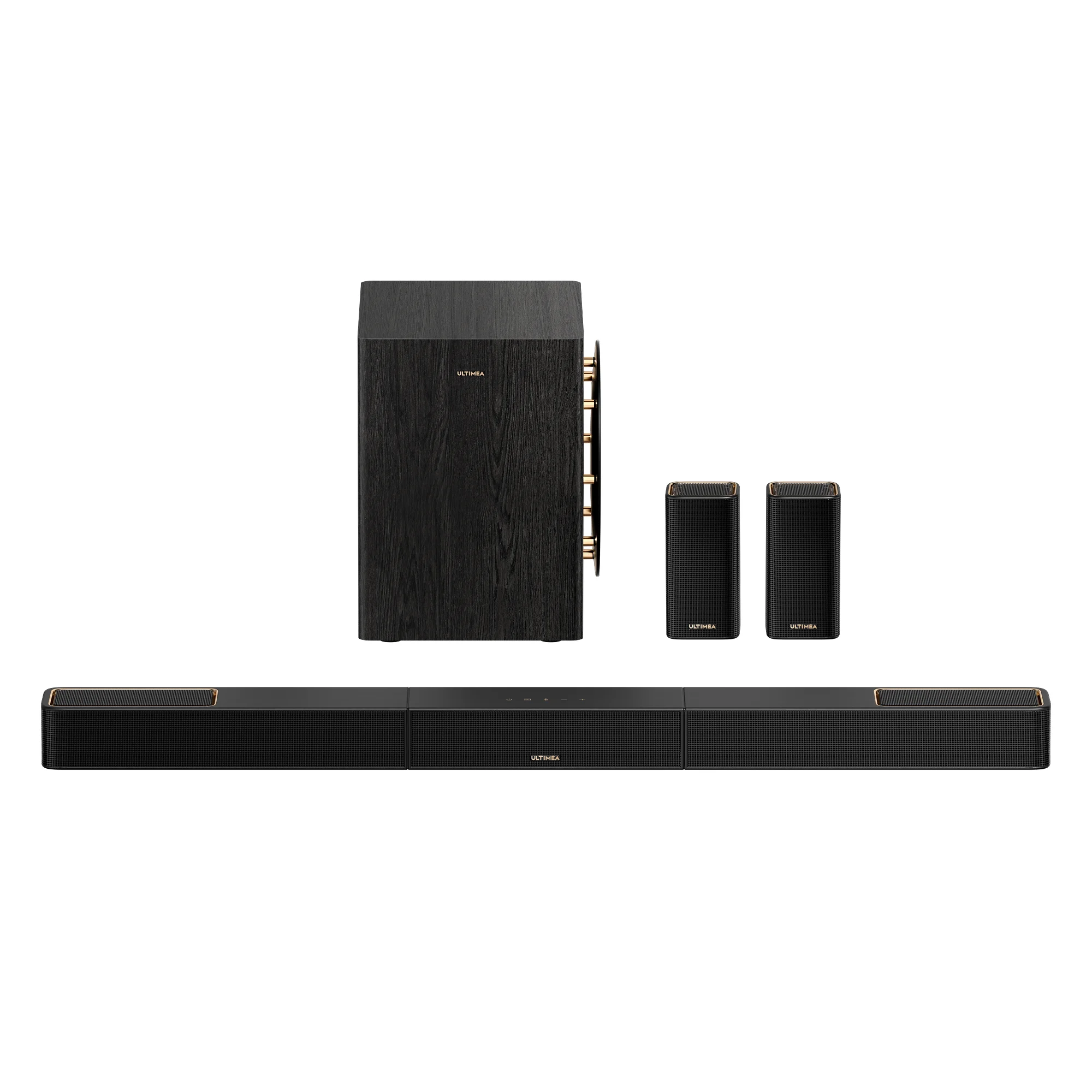Barra de sonido ULTIMEA Skywave Serie 760W 5.1.4 canales con subwoofer de 8" y 2 altavoces traseros inalámbricos, Dolby Atmos, sistema de