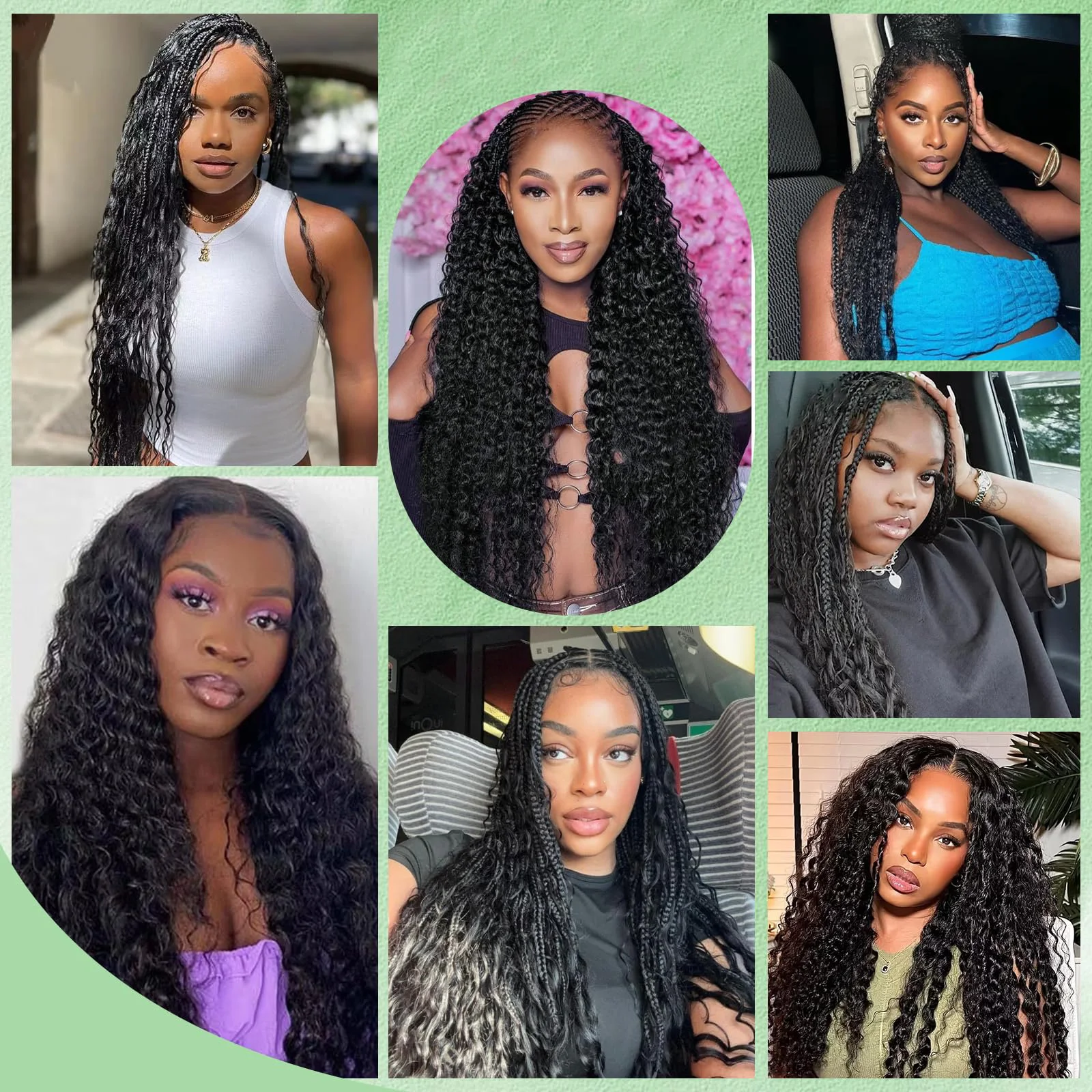 موجة عميقة جديلة وصلة إطالة شعر طبيعي تجديل الإنسان الشعر السائبة وصلات شعر بشري لضفائر بوهو 1/2/3 الضفائر الشعر للنساء