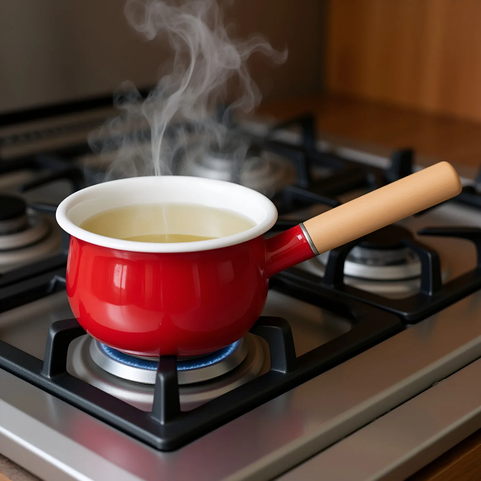 1L Ename Milchtopf Kochgeschirr Holzgriff Antihaft-Butter Schmelztiegel für Zuhause Küche RV Reise Gasherd Induktionsherd