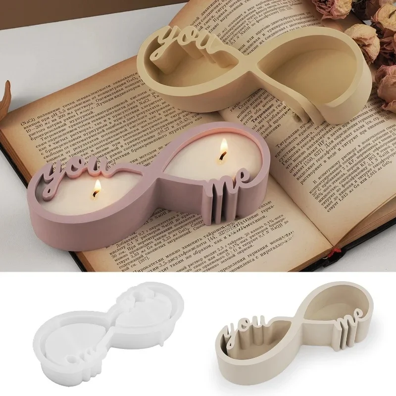 DIY You Me Couple Candle Cup Mirror Silicone Molds Gypsum Aromatherapy Container Jewelry Storage Can Resin Mold Home Handicrafts — zdjęcie 2