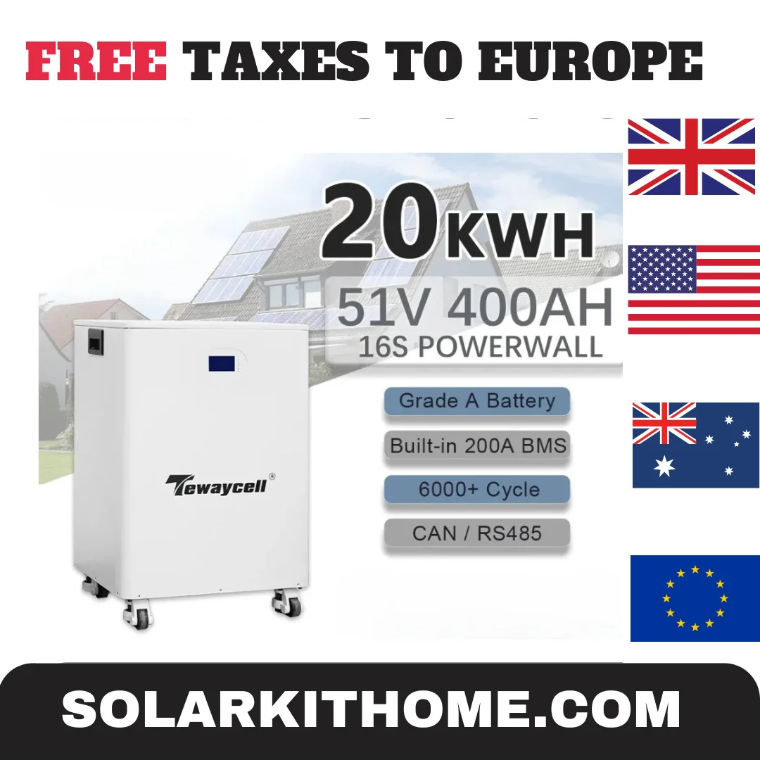 400AH 20KWh 51V Lithium iron Phosphate Buitl-in 200A BMS LiFePO4 Battery Pack Solar ESS Powerwall 6000Cycles NOTAX DDP