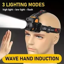 LED Headlamp Rechargeable with Adjustable Strap – Hands-Free Outdoor, Camping, Hiking, Running, Work Light