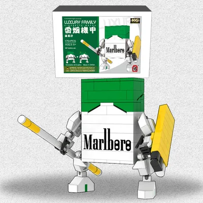 Bricklink Ideeën Moc Sigaret Mecha Robot Rood Geel Groen Diy Set Creatieve Bouwstenen Speelgoed Voor Kinderen Gift Met Doos