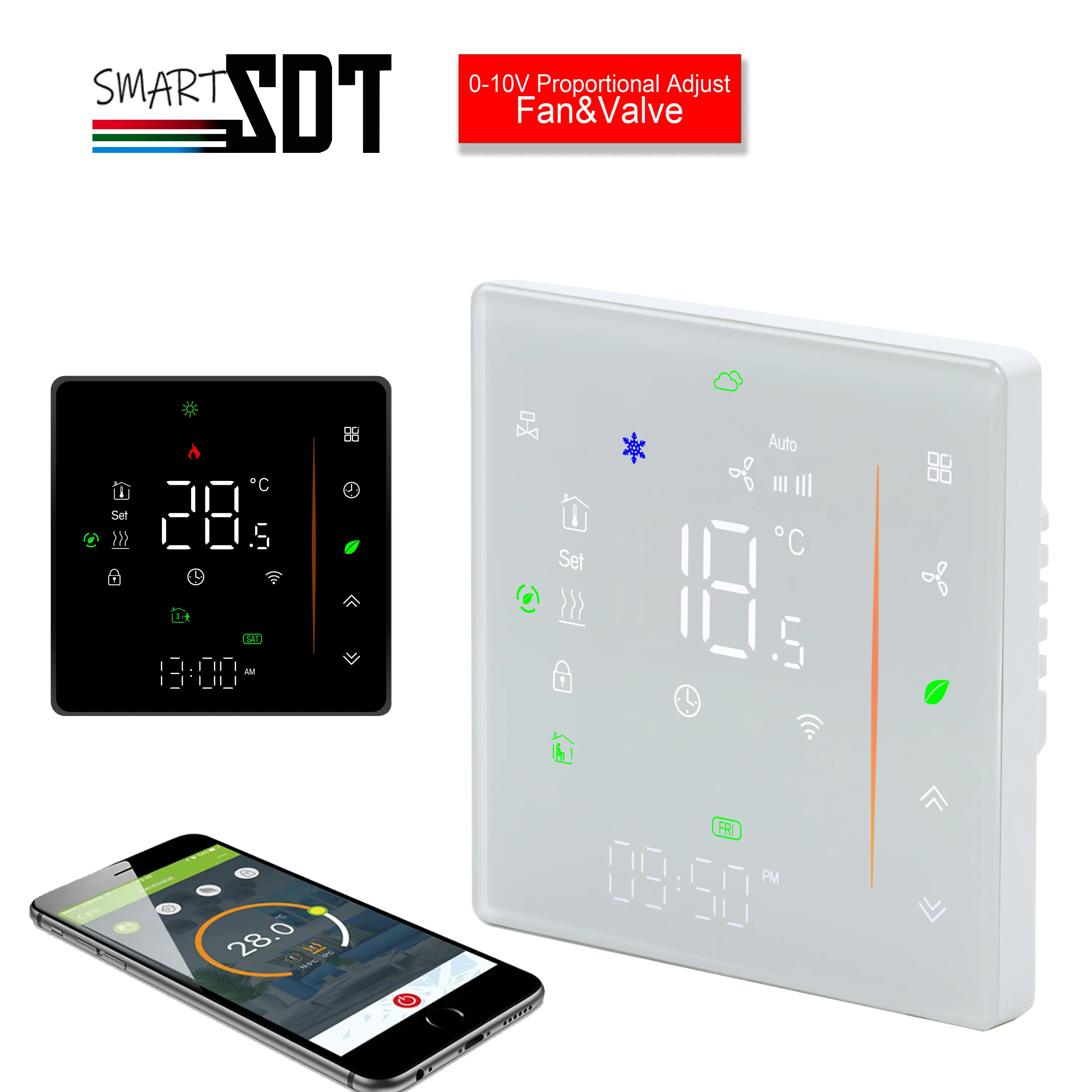 Imagem -05 - Controle Remoto Zigbee Wifi Protocolo Rs485 Ventilador e Válvula 010v Termostato Interruptor on e Off Opcional Quente e Frio 24 110 220v