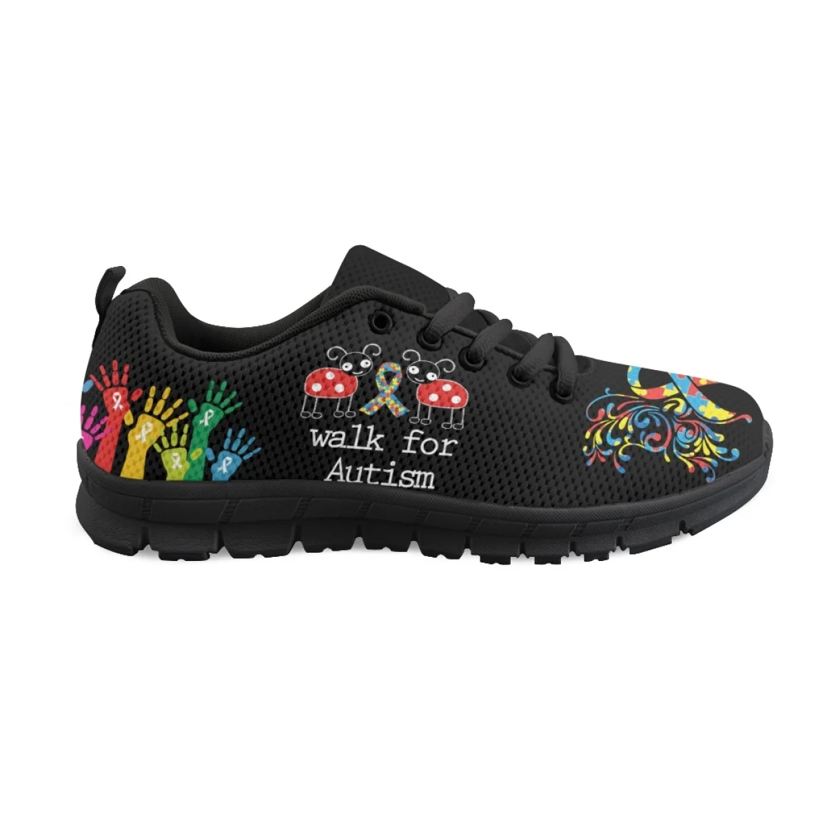 INSTANTARTS Women's Casual Sneakers Walk for Autism Awareness Pattern Female Wear Resistant Flats Outdoor Athletic Shoes Zapatos