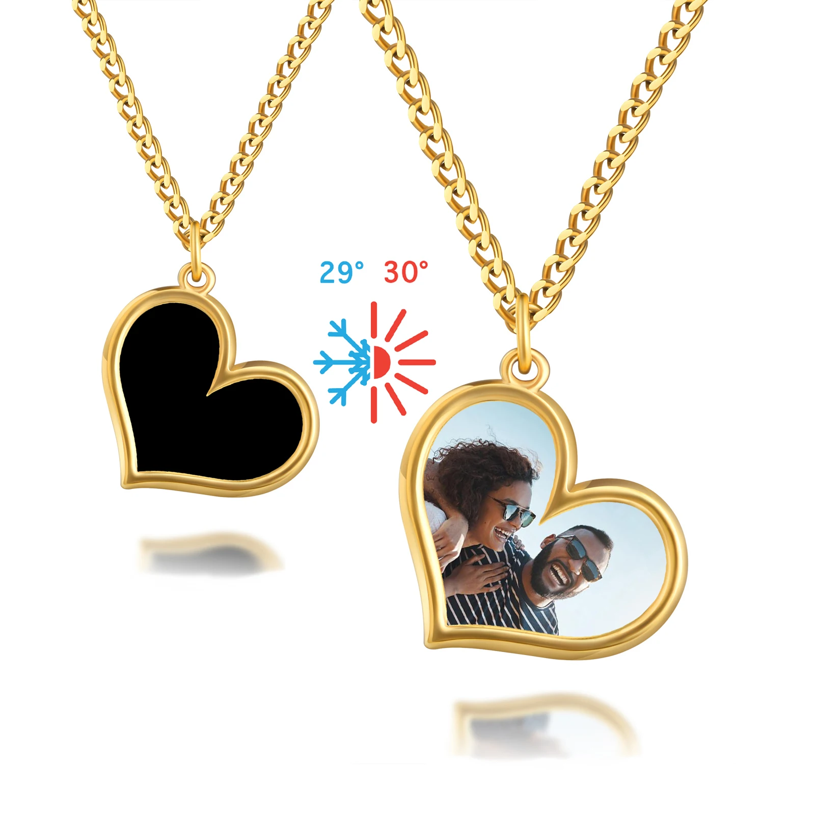 High Selling Custom Photo Heart Necklace Personalized Heat-Activated Magic Necklace Hidden Picture Pendant Best Gift for Women