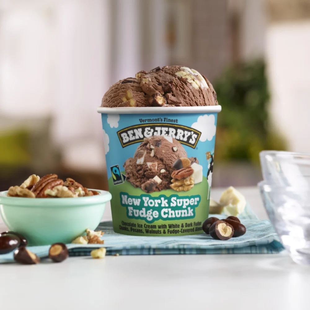 Ben &  Jerry's ice Cream PINT = 3 حزم (رقاقة كوكى دو + قطع سوبر فاسكى نيويورك + شوكو فوداج بني)