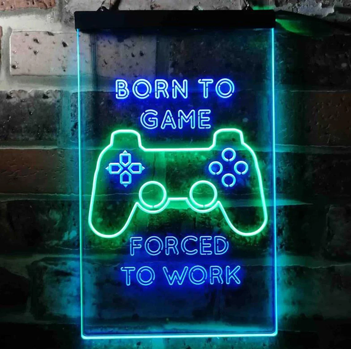 Custom Dual Color LED Neon Light BORN TO GAME FORCED TO WORK Game Room Neon Decor Born to Game Room LED Neon Light Sign