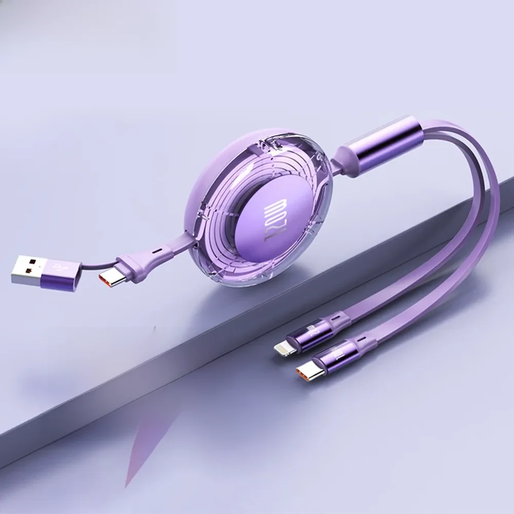Olaf 120W Wysuwany kabel USB C Szybkie ładowanie Kabel USB A/Typ C do Typu C/IOS Do iPhone 15 14 13 Pro Max Huawei Xiaomi — zdjęcie 2