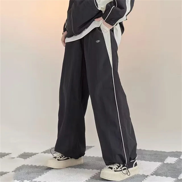 Damskie spodnie baggy Harajuku cargo streetwear hip hop z szerokimi nogawkami, spodnie parachute, techwear, joggery, oversize, spodnie Y2K