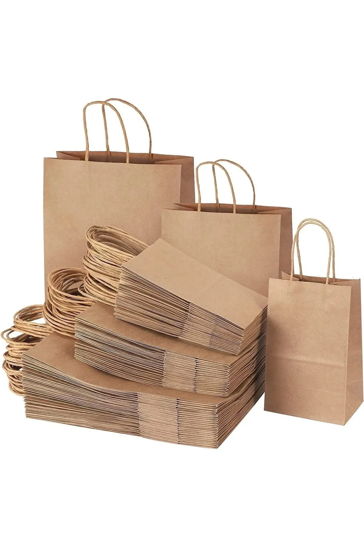 

50/100/250 Pcs Brown Kraft Paper Gift Bags With Handle Wedding Birthday Party Favor Bags For Small Shopping Merchandise