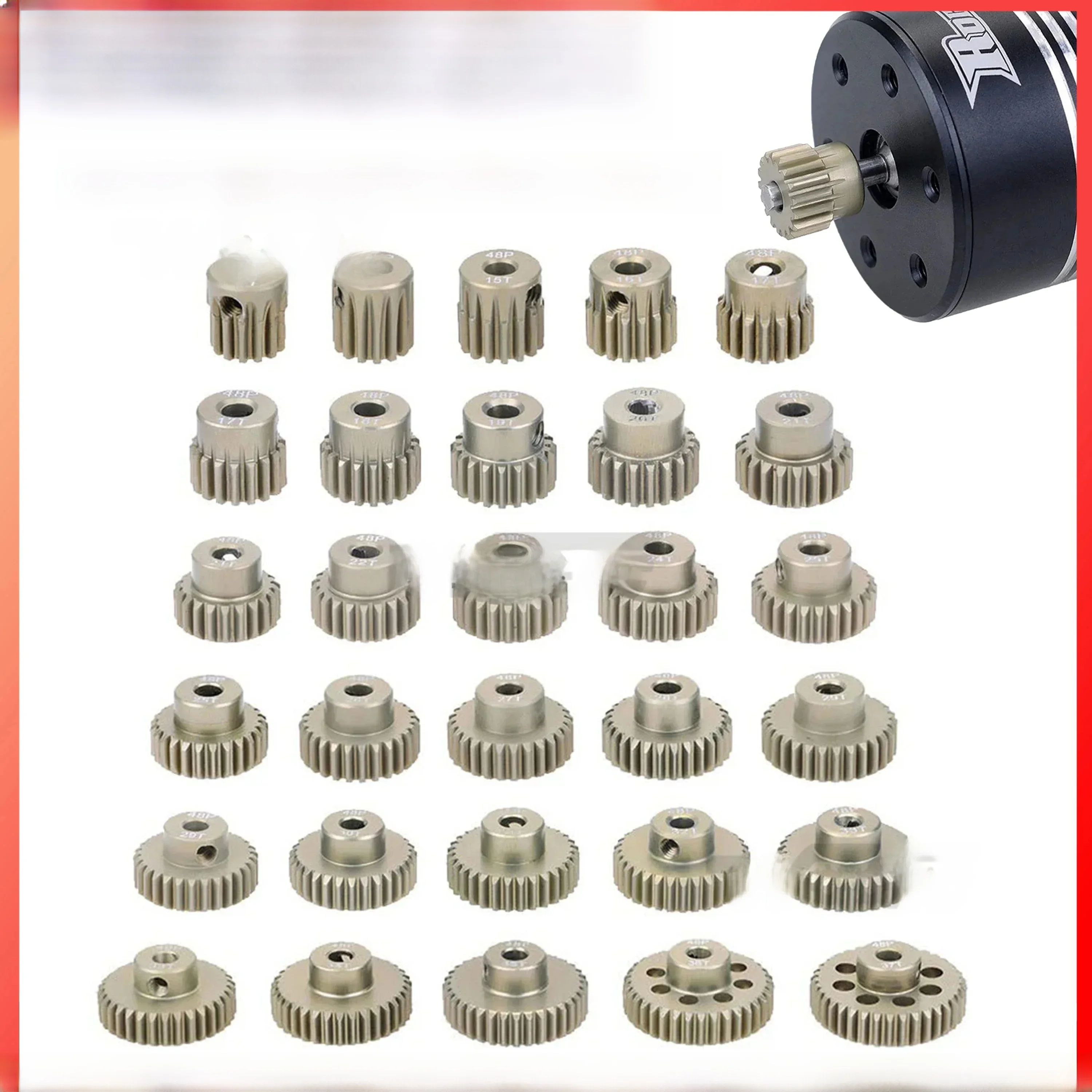 64dp 3.175Mm 21T-25T 26T-30T 31T-35T 36T-40T 41T-45T 46T-50T Aluminium Metalen Rondsel Motor Tandwiel Voor 1/10 Rc Model Auto Motor - afbeelding 2
