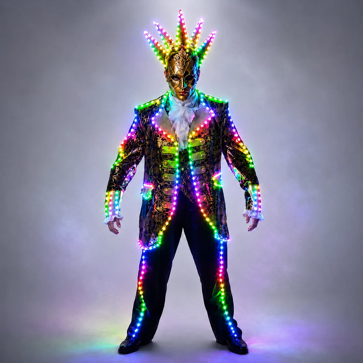 Full Color LED Jacket for Tron Suit LED Court Suit with Mask - Glow-in-the-Dark Costume for Parties And Events