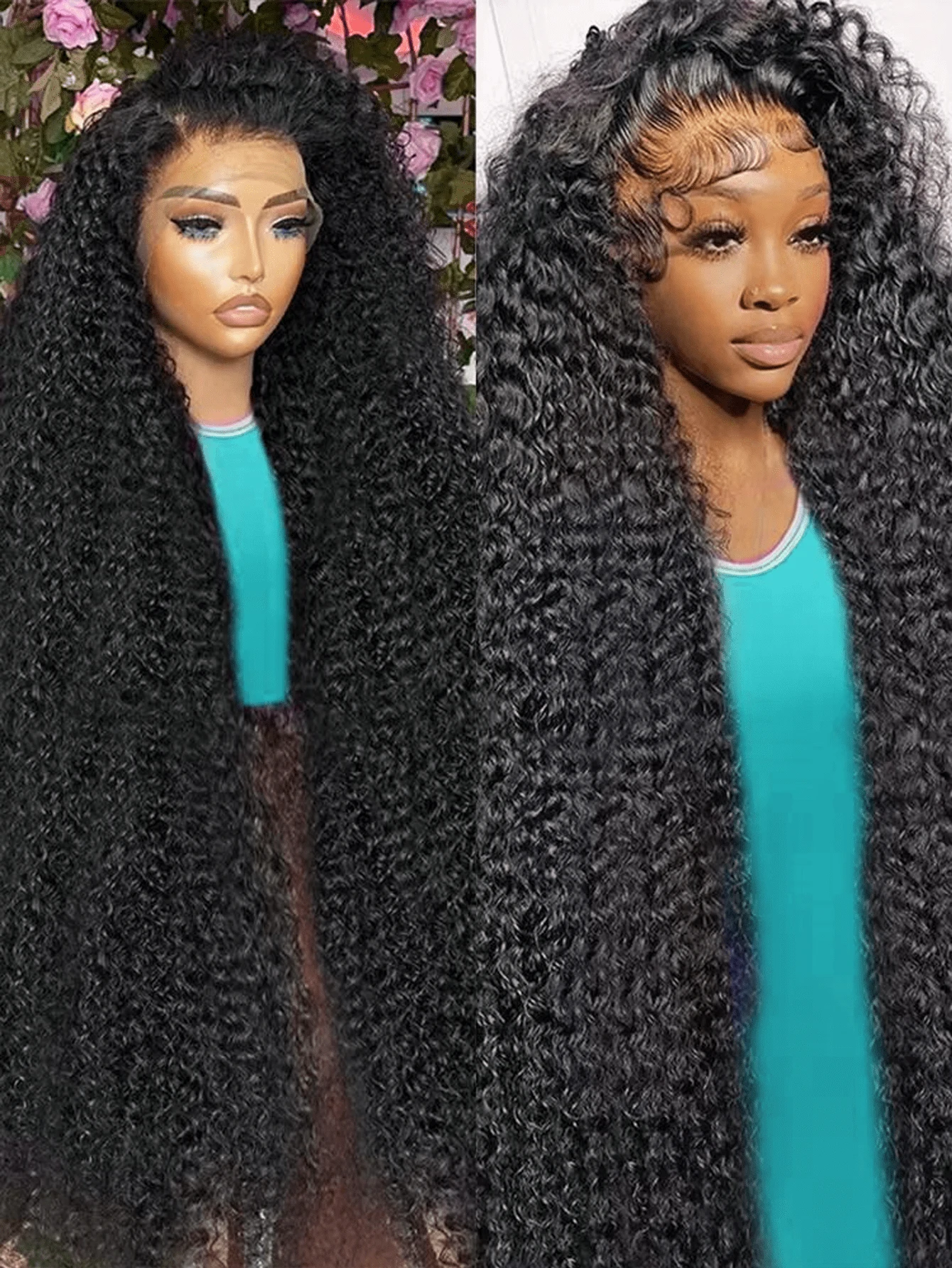 ディープウェーブレースフロントウィッグ人毛13x4 HDレースフロントウィッグ人毛プレプラッキングブラジリアンカーリー人毛ウィッグ200%