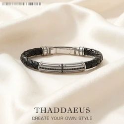 Brand New Leather Bracelet Cross,Europe 925 Sterling Silver Rebel Casual Fashion Jewelry Gift For Men Women Lover