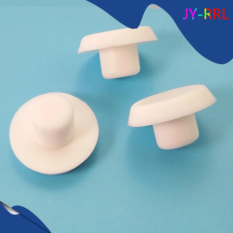 5pcs White Silicone Rubber Hole Cover 14mm Solid arc T-type Silicone Plug Elastic Sealing Plug Test Tube Plug Cover