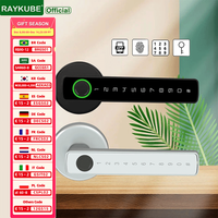 RAYKUBE M5 TT Lock BLE Smart Fingerprint Door Lock Electronic Lock with Password/Key/TT Lock APP Unlock Passage Mode For Bedroom