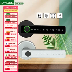 RAYKUBE M5 TT Lock BLE Smart Fingerprint Door Lock Electronic Lock with Password/Key/TT Lock APP Unlock Passage Mode For Bedroom