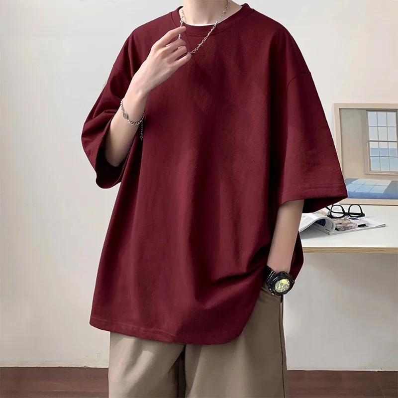 Letnia koszulka męska z krótkim rękawem Basic Tee Women 100% bawełna 260gsm 9.17oz Oversized O Neck Hip-Hop Tops — zdjęcie 2