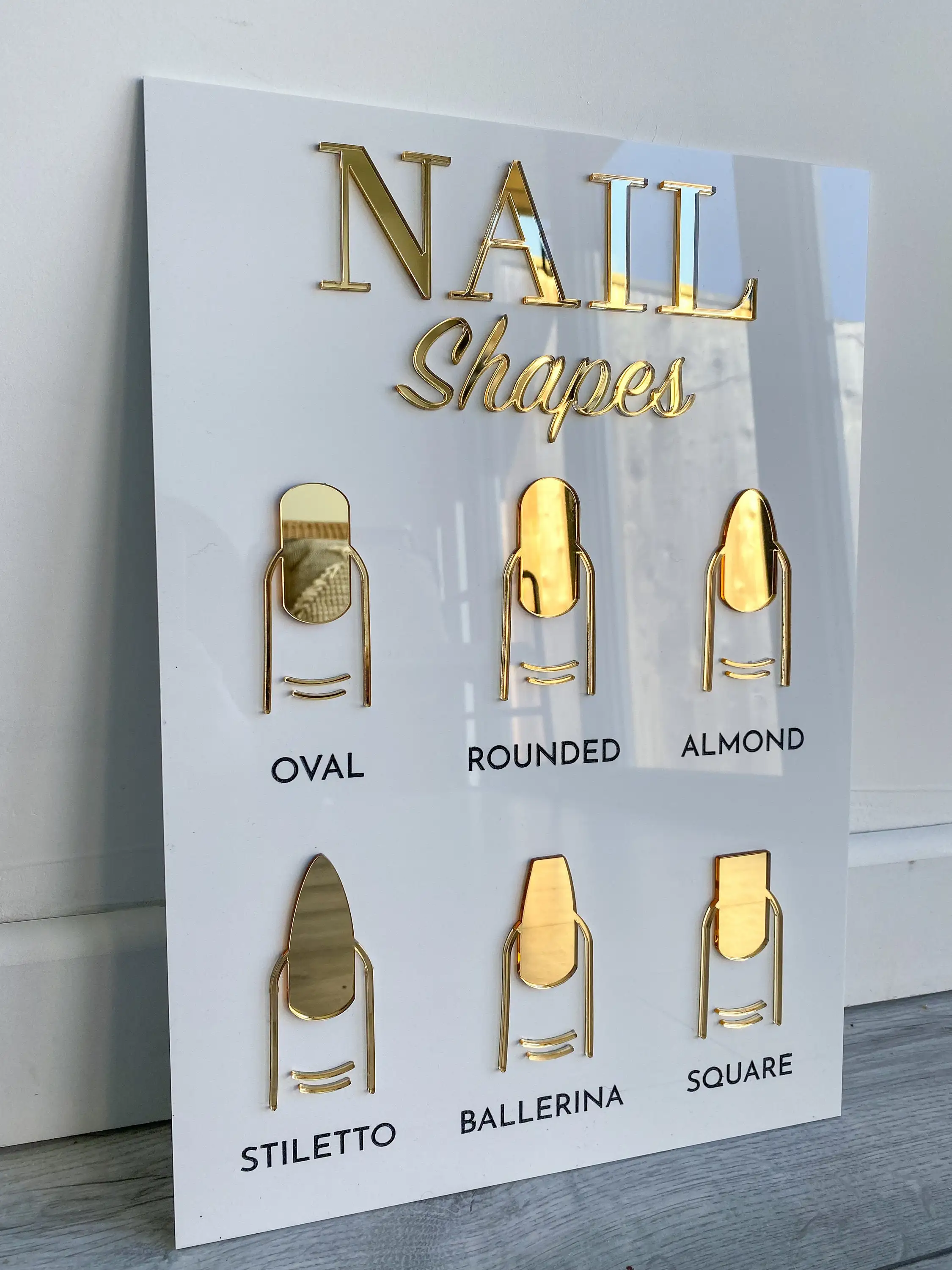 Nail Shape sign Acrylic Sign Salon Sign Aesthetics Sign Nail Care Acrylic Business Sign A3 Acrylic Salon Sign Beauty Studio Sign